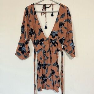 Faithfull the Brand Maldives Nova Terracotta Floral Mini Dress SIZE 4